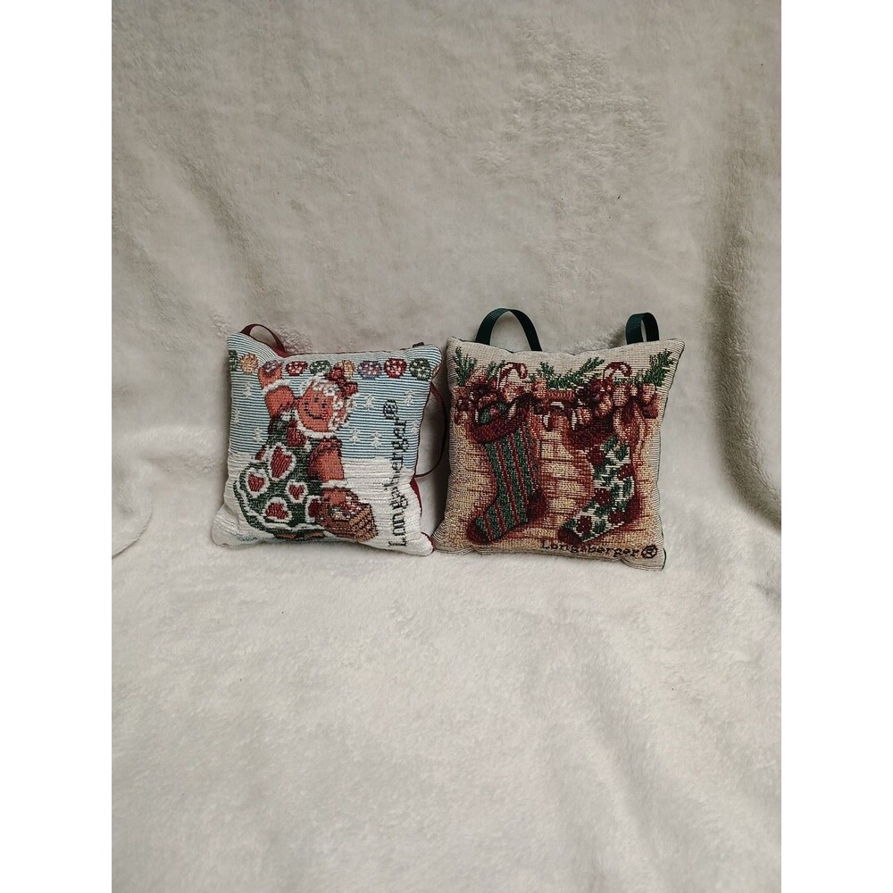2 LONGABERGER Christmas Stocking Pillow Door Hangers